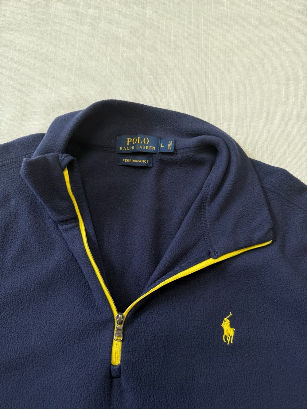 Polo Ralph Lauren Blue Performance Fleece 3/4 Zip Up Pullover Men’s Size L Pony - Picture 5 of 7